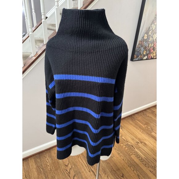 Autumn Cashmere 100% Pure Cashmere Mock Neck Turtleneck Stripe Sweater XS - Picture 1 of 2